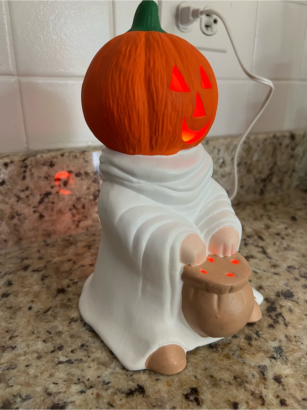 Vintage Halloween Ghost Lamp With Pumpkin Head - Picture 8 of 15